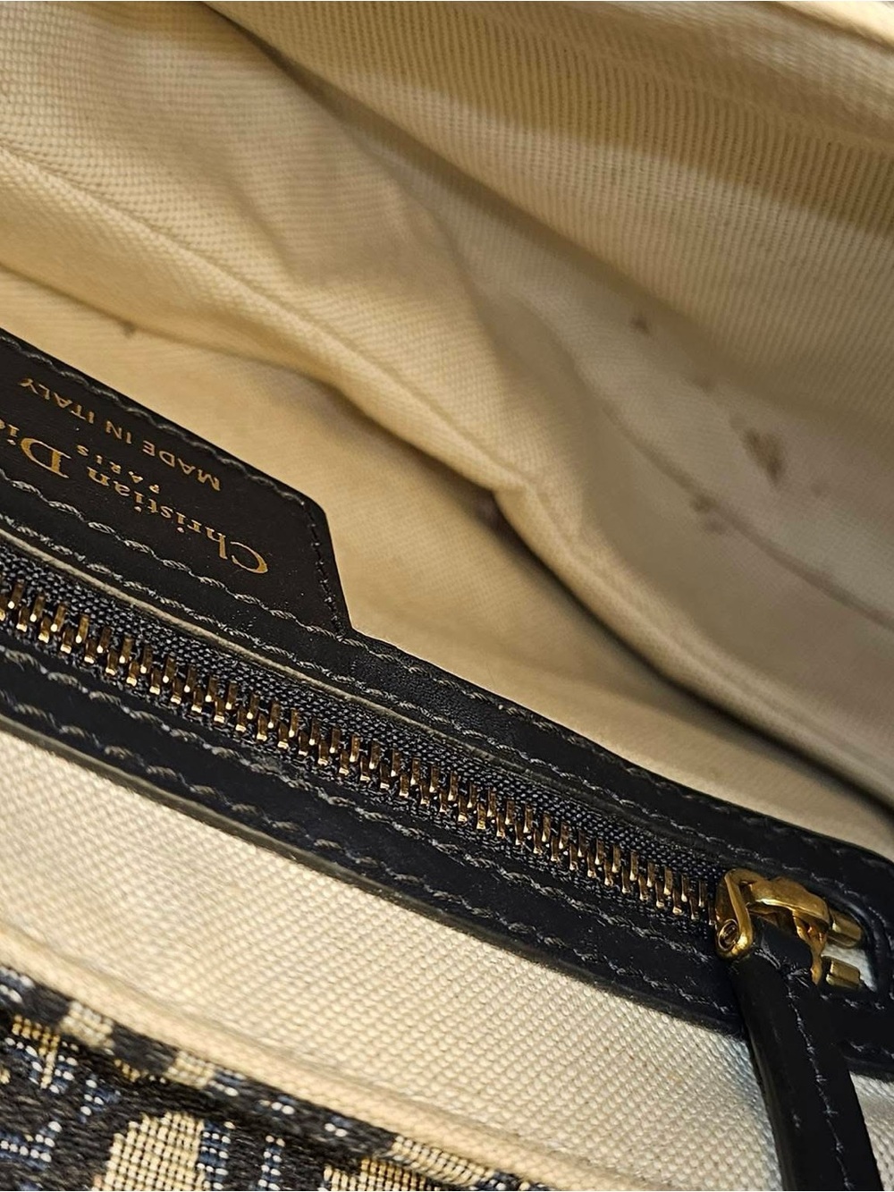Dior Navy Saddle Bag - Signature Monogram with strap and dust bag - Picture 9 of 11